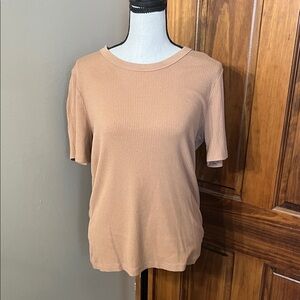 a new day Tan Ribbed Short Sleeve Top